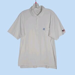 B Draddy White Polo Shirt Mens Pima Cotton Performance Golf  Size M  Telfar Logo